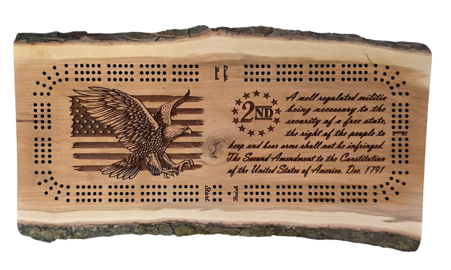 Patriot Cribbage Board (Live Edge Cherry)
